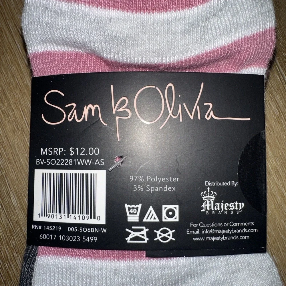 Sam & Olivia No Show 6 Pack No‎ Show Socks Shoe Size 4-10 New Stripes/Solid